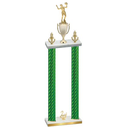 Double Green Carbon Fiber Second Place Volleyball Trophy