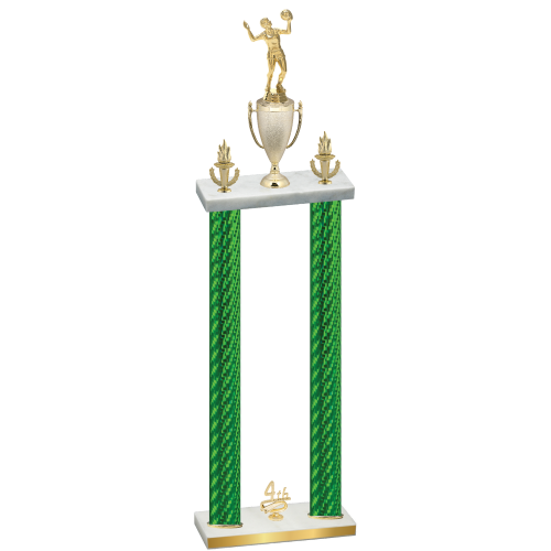 Double Green Carbon Fiber Fourth Place Volleyball Trophy