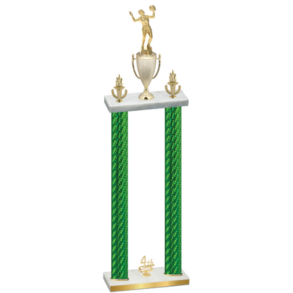 Double Green Carbon Fiber Fourth Place Volleyball Trophy