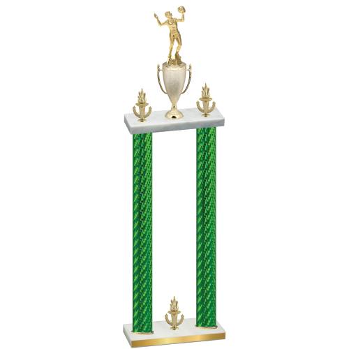 Double Green Carbon Fiber Victory Volleyball Trophy