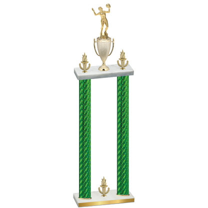 Double Green Carbon Fiber Victory Volleyball Trophy
