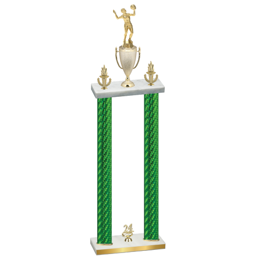 Double Green Carbon Fiber Year Volleyball Trophy