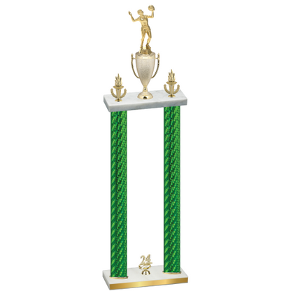 Double Green Carbon Fiber Year Volleyball Trophy