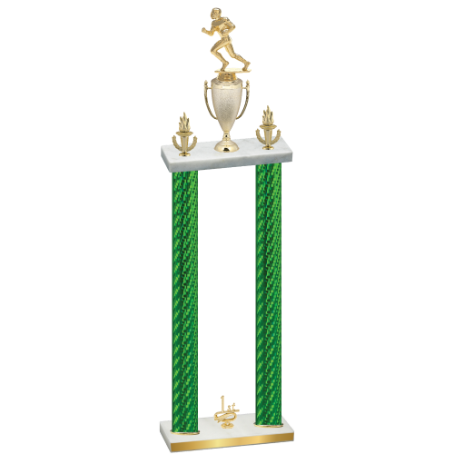 Double Green Carbon Fiber First Place Football Trophy