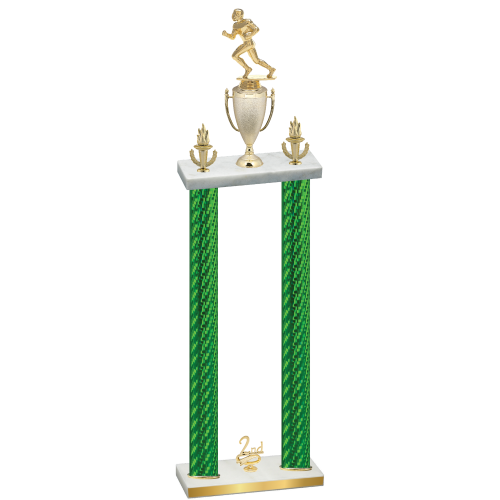 Double Green Carbon Fiber Second Place Football Trophy