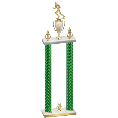Double Green Carbon Fiber Year Football Trophy
