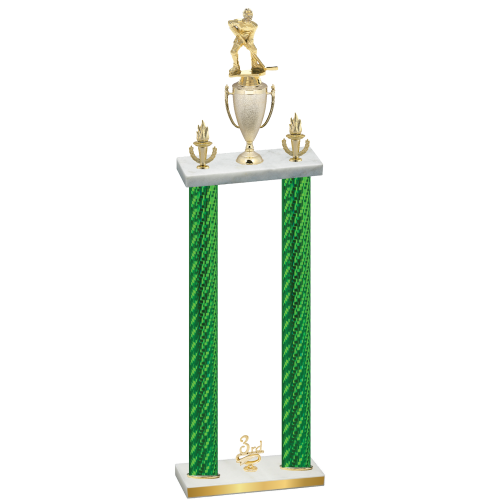 Double Green Carbon Fiber Third Place Hockey Trophy