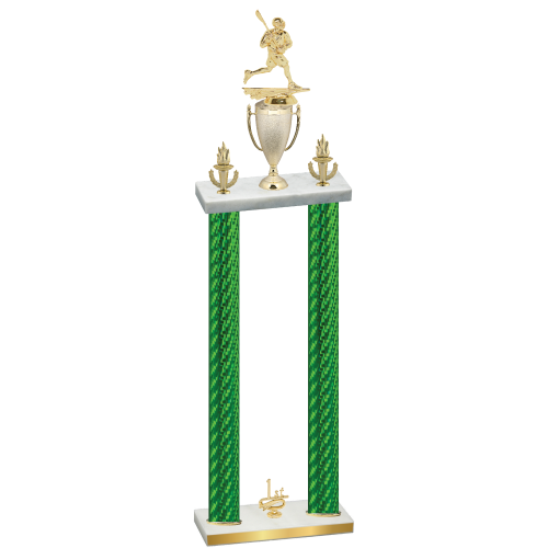 Double Green Carbon Fiber First Place Lacrosse Trophy
