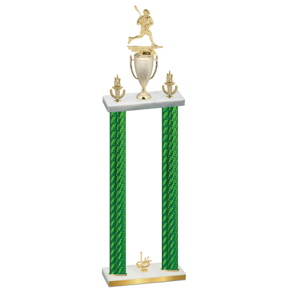 Double Green Carbon Fiber First Place Lacrosse Trophy