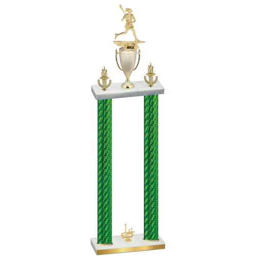 Double Green Carbon Fiber First Place Lacrosse Trophy