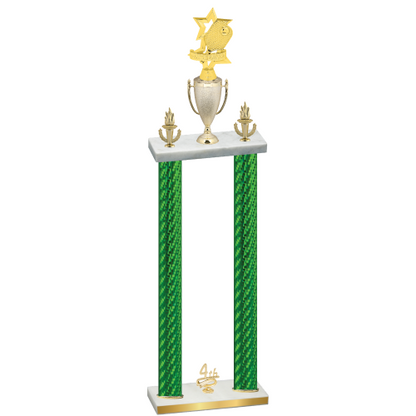 Double Green Carbon Fiber Fourth Place Pickleball Trophy
