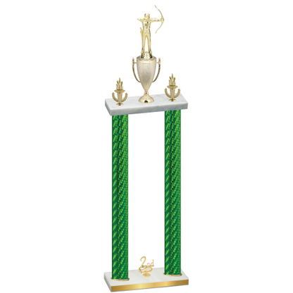 Double Green Carbon Fiber Second Place Archery Trophy