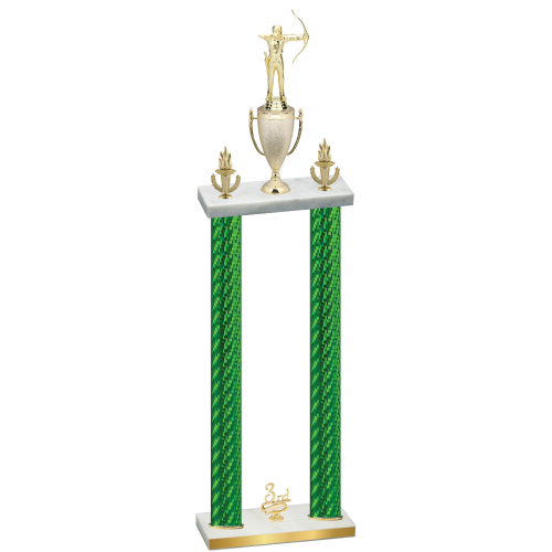 Double Green Carbon Fiber Third Place Archery Trophy