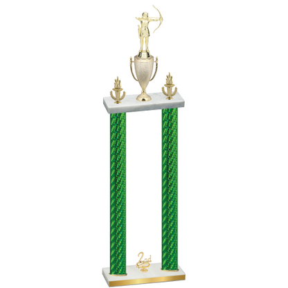 Double Green Carbon Fiber Second Place Archery Trophy