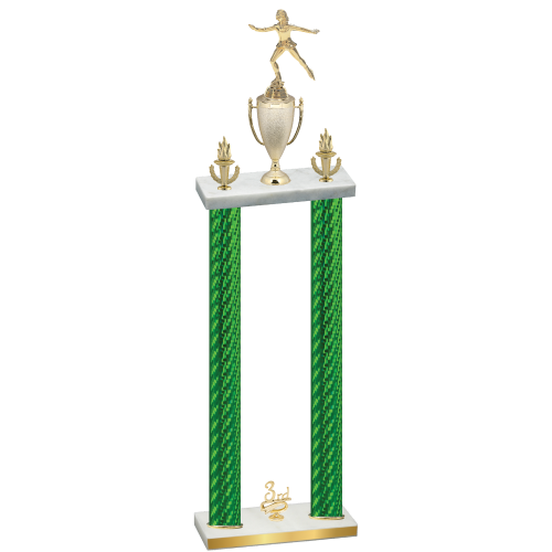 Double Green Carbon Fiber Third Place Skater Trophy