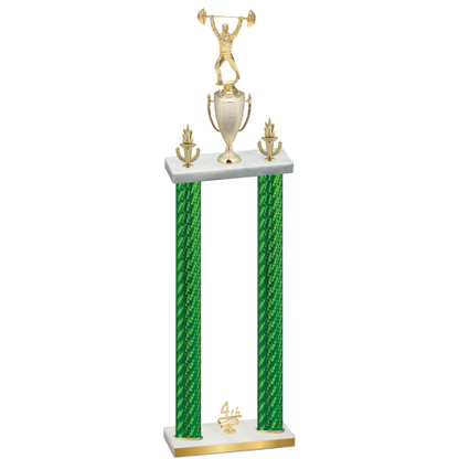 Double Green Carbon Fiber Fourth Place Weights Trophy
