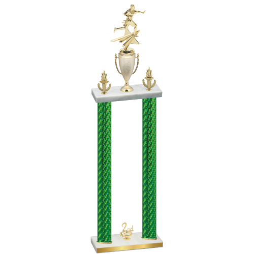 Double Green Carbon Fiber Second Place Flag Football Trophy