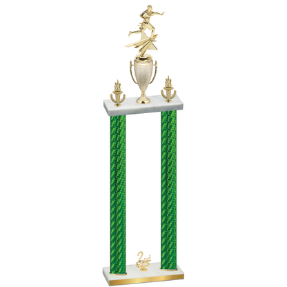 Double Green Carbon Fiber Second Place Flag Football Trophy