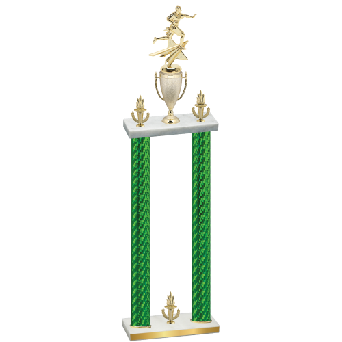 Double Green Carbon Fiber Victory Flag Football Trophy
