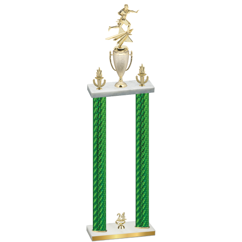 Double Green Carbon Fiber Year Flag Football Trophy