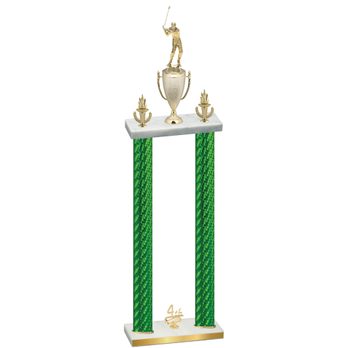 Double Green Carbon Fiber Fourth Place Golf Trophy