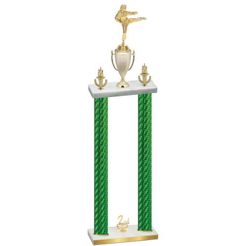 Double Green Carbon Fiber Second Place Karate Trophy