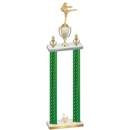 Double Green Carbon Fiber Second Place Karate Trophy