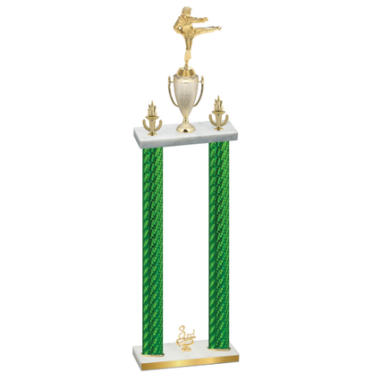 Double Green Carbon Fiber Third Place Karate Trophy