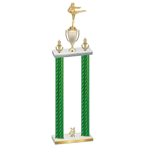 Double Green Carbon Fiber Year Karate Trophy