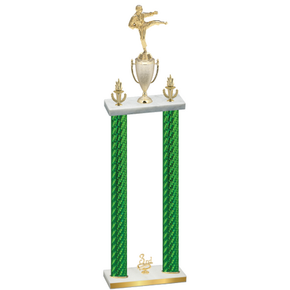 Double Green Carbon Fiber Third Place Karate Trophy
