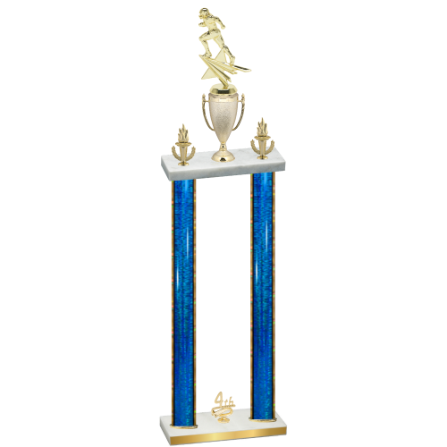 Double Blue Glacier Fourth Place Football Trophy
