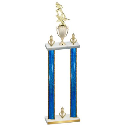 Double Blue Glacier Victory Football Trophy
