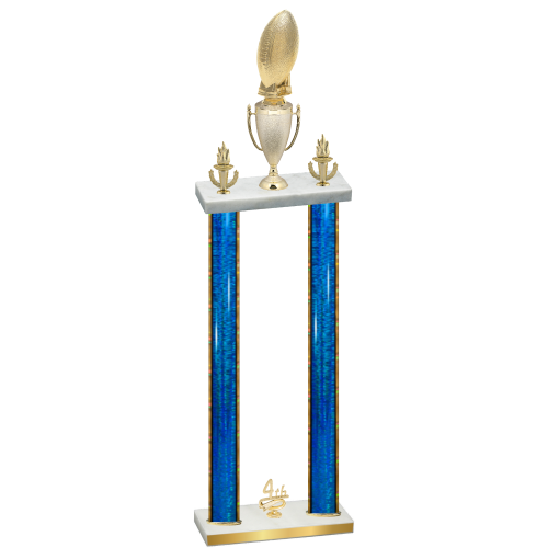 Double Blue Glacier Fourth Place Football Trophy