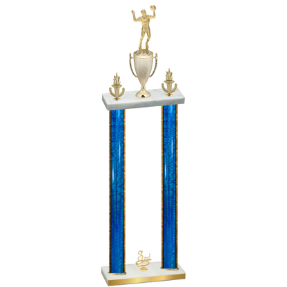 Double Blue Glacier Third Place Volleyball Trophy