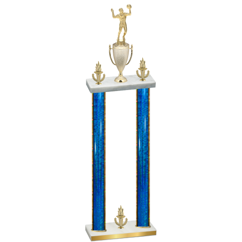 Double Blue Glacier Victory Volleyball Trophy