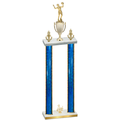 Double Blue Glacier Third Place Volleyball Trophy