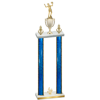 Double Blue Glacier Fourth Place Volleyball Trophy