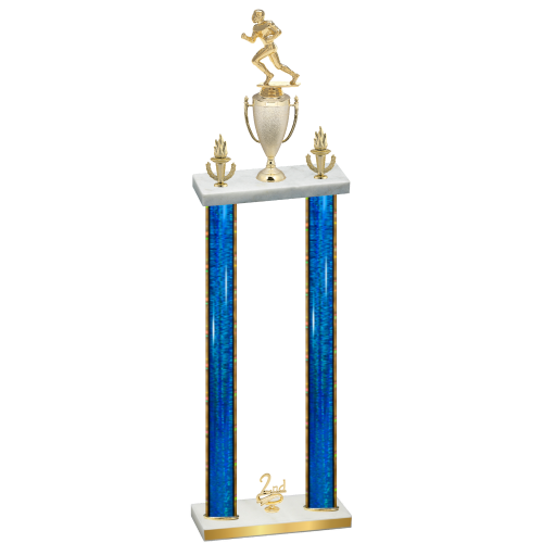 Double Blue Glacier Second Place Football Trophy