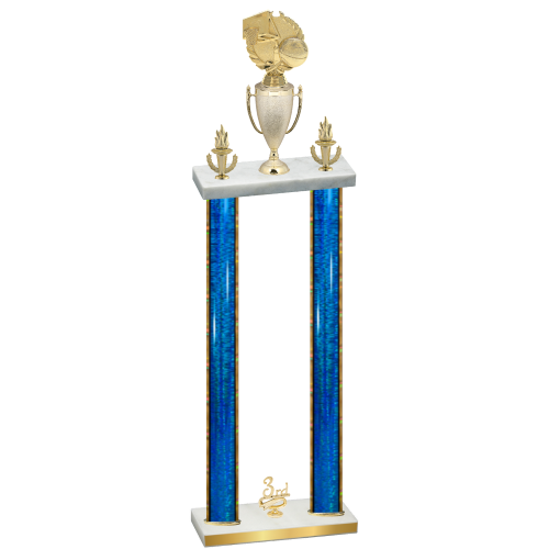 Double Blue Glacier Third Place Basketball Trophy