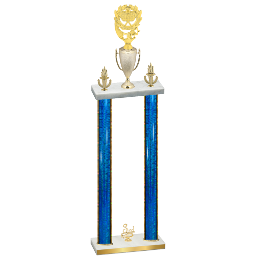 Double Blue Glacier Third Place Pickleball Trophy
