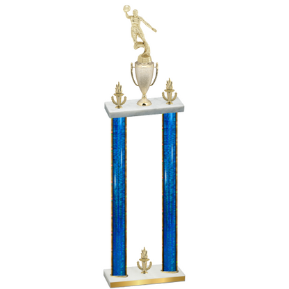 Double Blue Glacier Victory Basketball Trophy