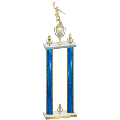 Double Blue Glacier Victory Basketball Trophy