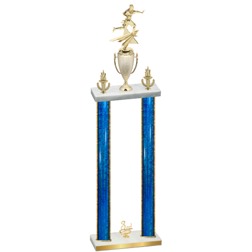 Double Blue Glacier Third Place Flag Football Trophy