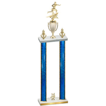Double Blue Glacier Year Flag Football Trophy
