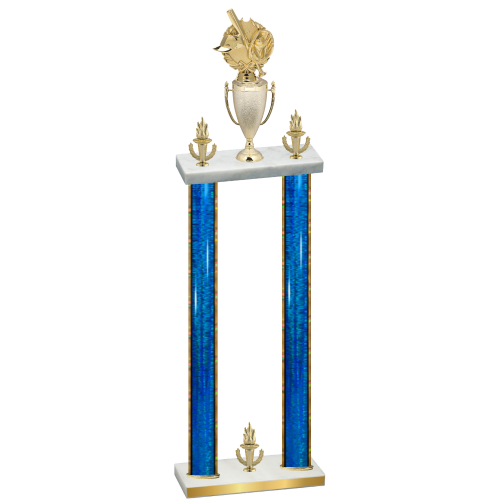 Double Blue Glacier Victory Baseball Trophy