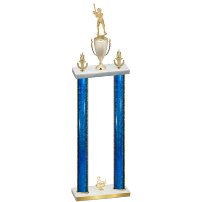 Double Blue Glacier Third Place Baseball Trophy