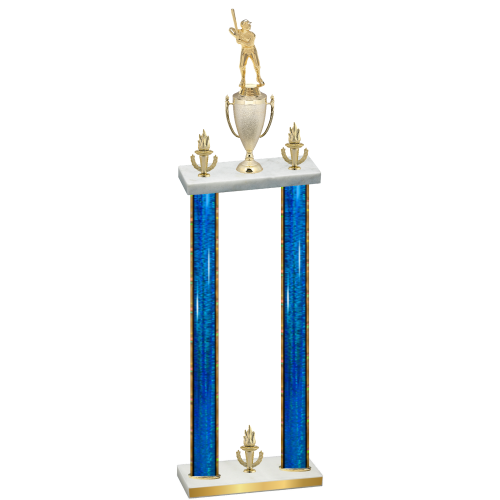 Double Blue Glacier Victory Baseball Trophy