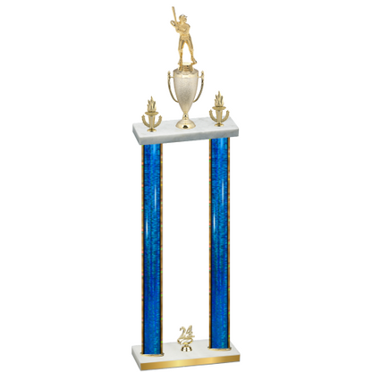 Double Blue Glacier Year Baseball Trophy