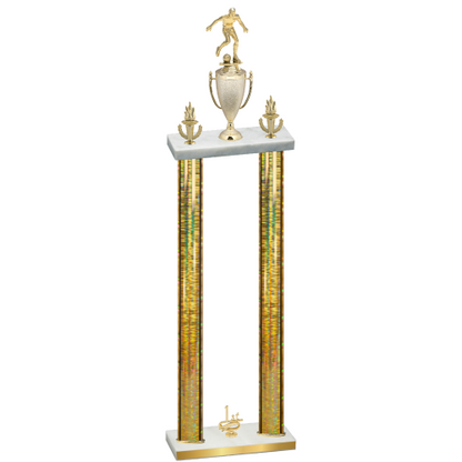 Double Gold Glacier First Place Soccer Trophy