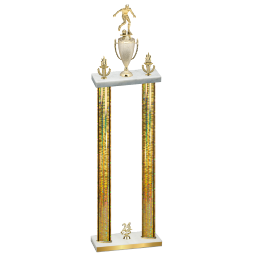 Double Gold Glacier Year Soccer Trophy
